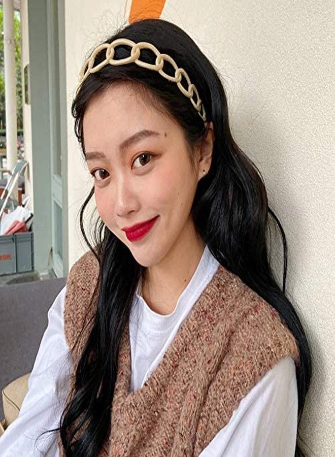 VSAKSH Multicolor Matte Plastic Chain Wide Hollow Simple Headband, Hair Accessories For Girls & Women (Pack Of 3, Random Color) - Image 2