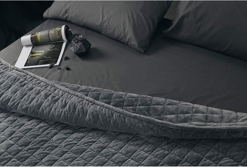 RelaxBlanket 60''x80'' Duvet Cover for Weighted Blanket | Super Cozy and Warm | Double-Side Square Quilted Minky | Dark Grey - Image 3
