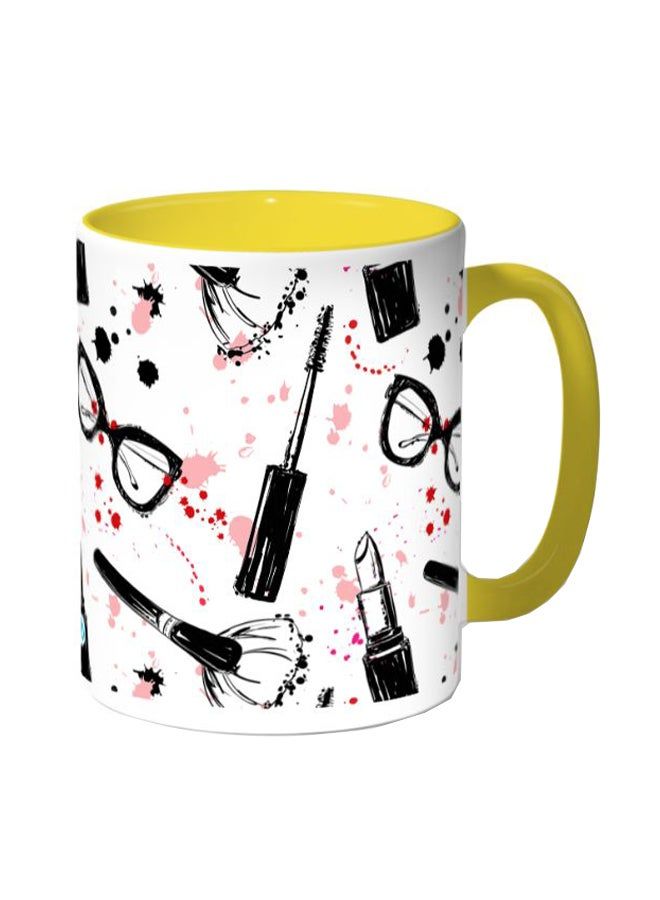 RKN Makeup And Fashion Printed Coffee Mug White/Yellow 11ounce - Image 2