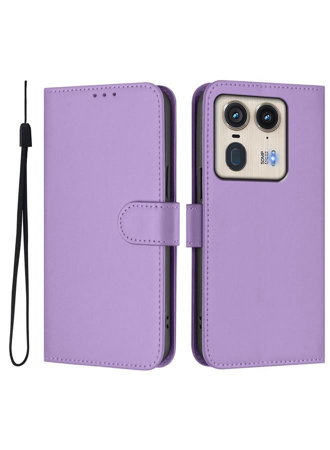 اس-توب جراب لهاتف Motorola Edge 50 Ultra / X50 Ultra مصنوع من الجلد بلون سادة مع حبل تعليق - Image 2