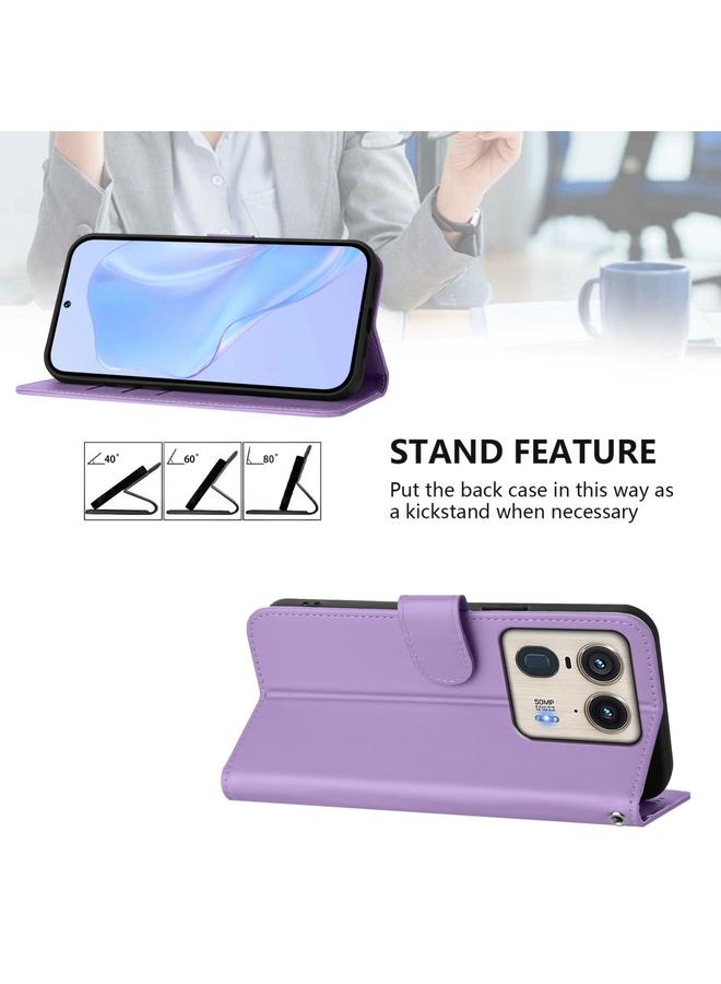 اس-توب جراب لهاتف Motorola Edge 50 Ultra / X50 Ultra مصنوع من الجلد بلون سادة مع حبل تعليق - Image 3