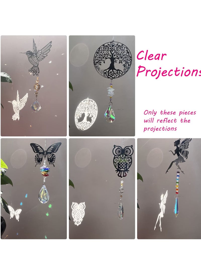 Crystal Suncatchers with Prisms Hanging, Sun Catcher Decor Indoor Rainbow Maker Ornament Owl Hummingbird Butterfly Prism Suncatchers, Wind Chime Windows Garden Decorations Pack of 5  - Image 5