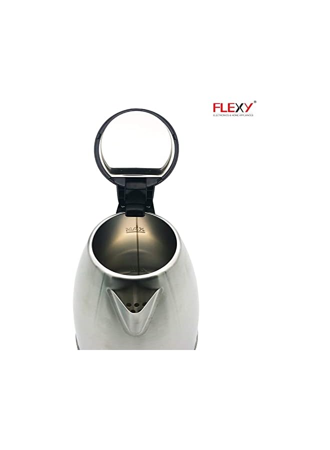 Flexy غلاية ستانلس ستيل بسعة 1.8 لتر، بملف مخفي - ضمان لمدة عامين، فضي، Ktle-Flh57Ss-1.8L - Image 3