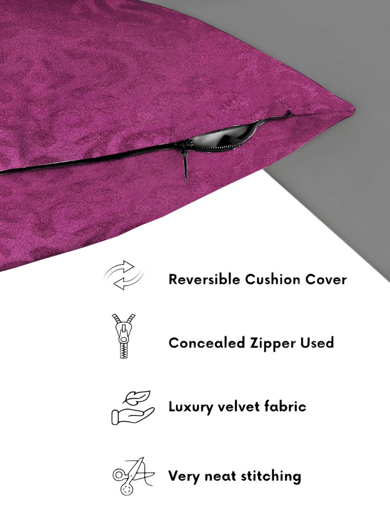 STARNSTYLE Velvet Decorative Cushion Cover 24x24 Inch - Set of 5, Soft Solid Damask Square Throw Pillow Covers for Sofa, Living Room or Home Decor - 60x60 cm Wine - Image 4