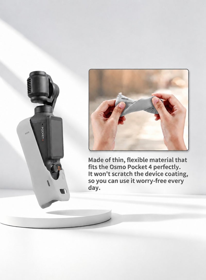 سجيت طقم ملحقات DJI OSMO جيب 4، غطاء حماية سيليكوني، واقي شاشة زجاجي مقسى، واقي عدسة (رمادي) - Image 4