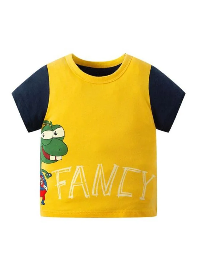 YUNIQEE Yellow Printed Short Sleeve Crew Neck T-Shirt