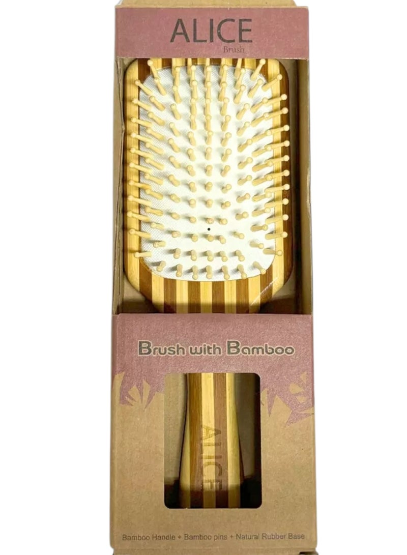 ALICE Bamboo Hair Brush – Natural Wooden Detangling Brush for All Hair Types and Scalp Massage - Image 2