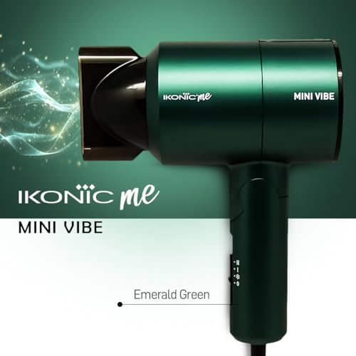 IKONIC Mini Vibe Hair Dryer 1200 Watts with 2 Speed Setting,Cool Shot Feauture Overheat Protection,Foldable Compact Design Travel Friendly Glossy Finish Look,Dryer for Unisex,All Hair Type,Emerald - Image 2