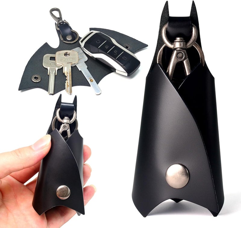 Leather Bat Keychain for Car Key Fob - Stylish Key Holder for Men and Women - Image 1