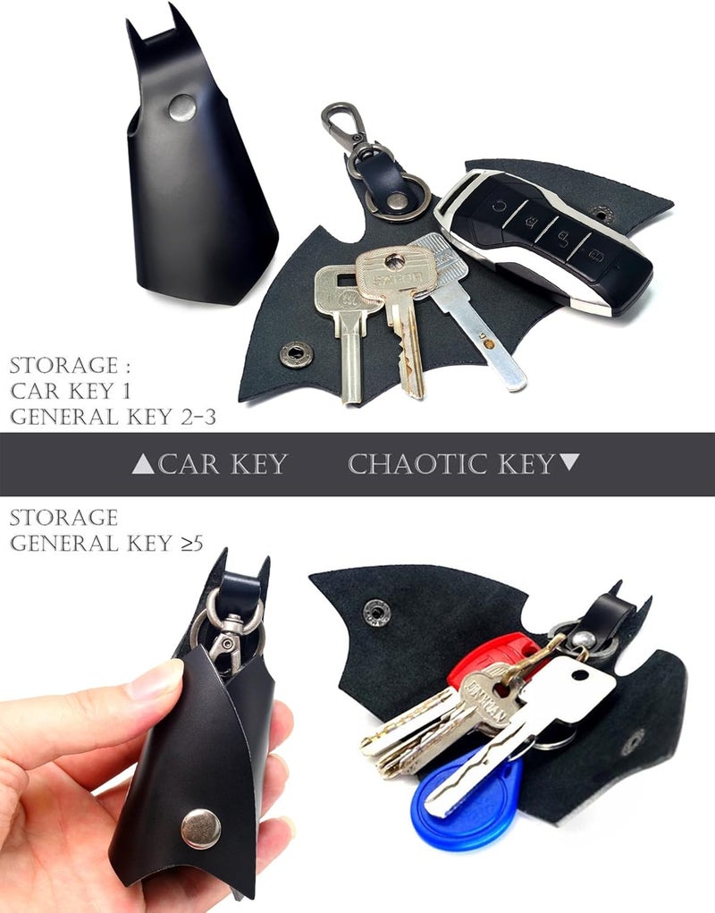 Leather Bat Keychain for Car Key Fob - Stylish Key Holder for Men and Women - Image 3