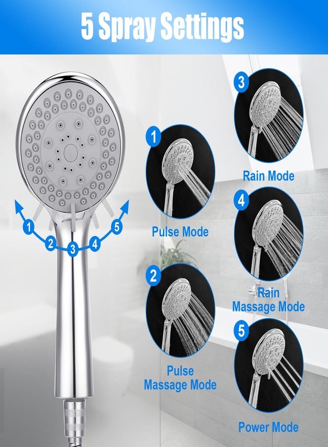 LifHap Detachable Handheld Shower Head with Hose - High pressure 5 Functions Showerheads Hand Held Shower Heads,Extra Long 4.7 ft. Stainless Steel Hose and Holder. - Image 2
