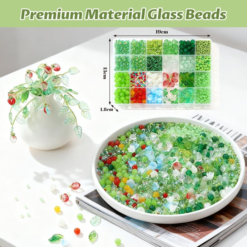 RACIOCK 1830 Pcs Crystal Glass Beads Kit for Succulent Suncatcher Making, Forever Plant Green Beads & Wire for Succulent Plant Making and DIY Crafts Creative Gift for Mothers, Women, Plants Lovers, Home Decor - Image 3
