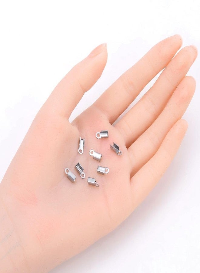 Adabele 100pcs Adabele 304 Grade Stainless Steel 9mm Tube Fold Over Cord End Cap Crimp Tip Terminator Stopper Connector DIY Craft Jewelry Making SJF80-2 - Image 2