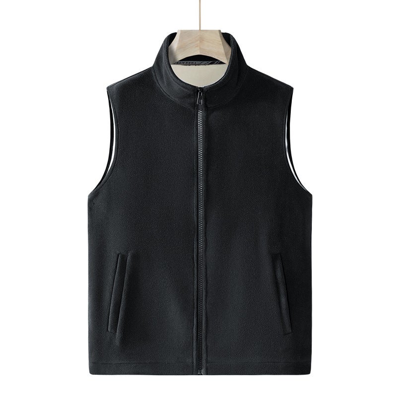 Mens Youth vest outer wear aoli velvet vest waistcoat vest spring and autumn winter cardigan sleeveless sweater casual Haze Blue - Image 4