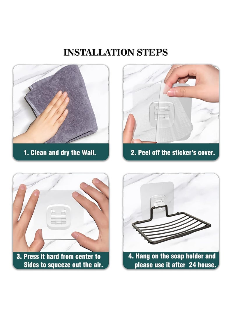 sulfar - Mild Steel Soap Dish Holder Shelf Adhesive Wall Mounted Sponge Holder Storage Saver Rack for Home Kitchen Bathroom Shower (Pack of 1) Black - Image 1