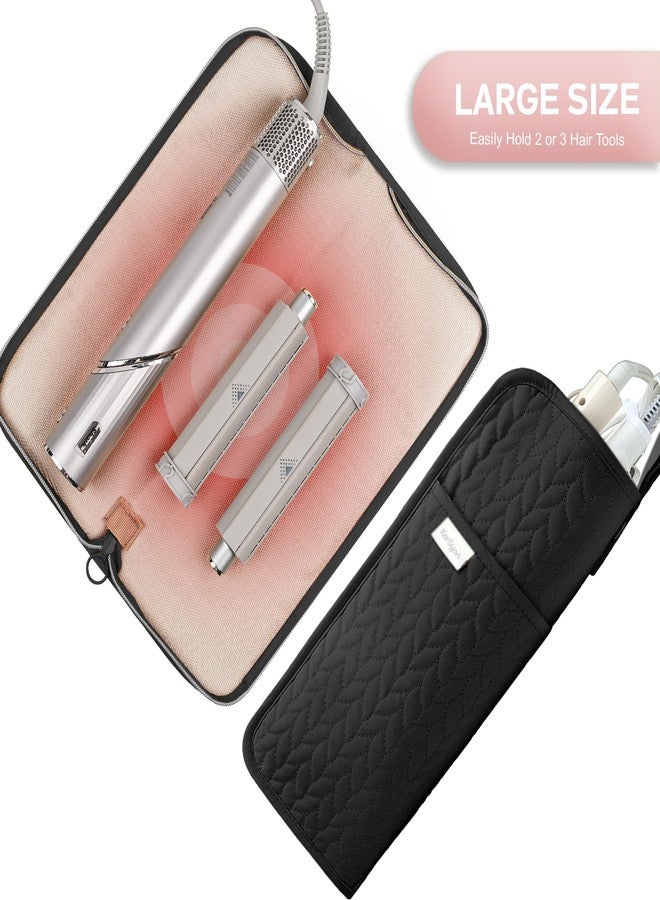 KarSyon Hot Tools Organizer Heat Resistant Mat Case Hair Tools Holder Travel Bag Portable Hair Styling Tools Cover Pouch for Curling Iron,Flat Iron,Hair Straightener (Black) - Image 3