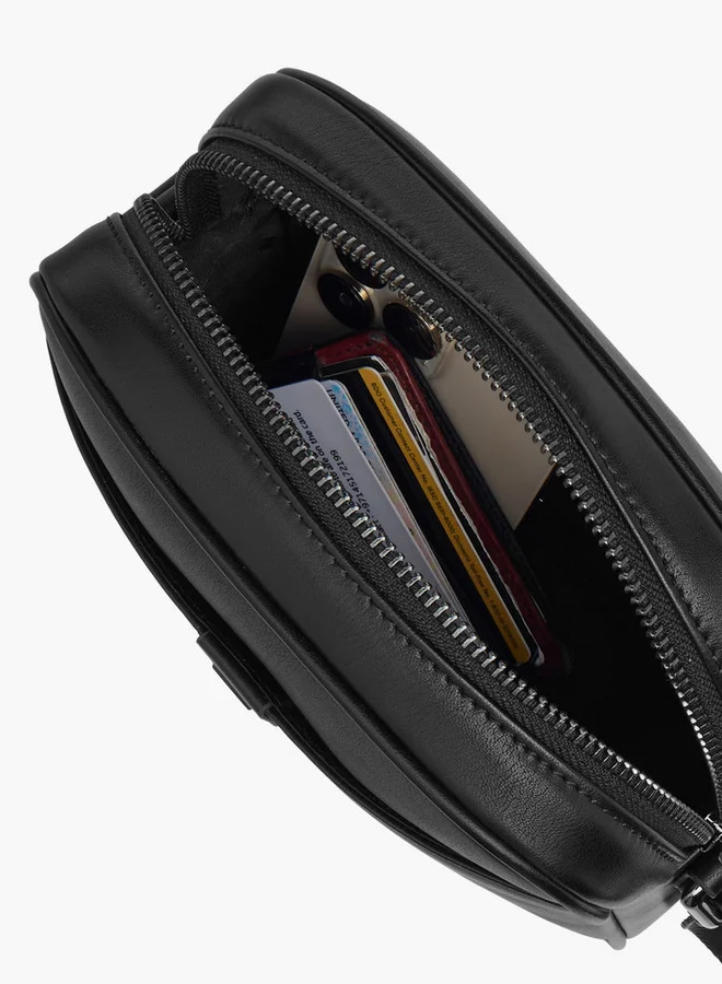 DUCHINI Men's Solid Crossbody Bag with Adjustable Strap and Zip Closure