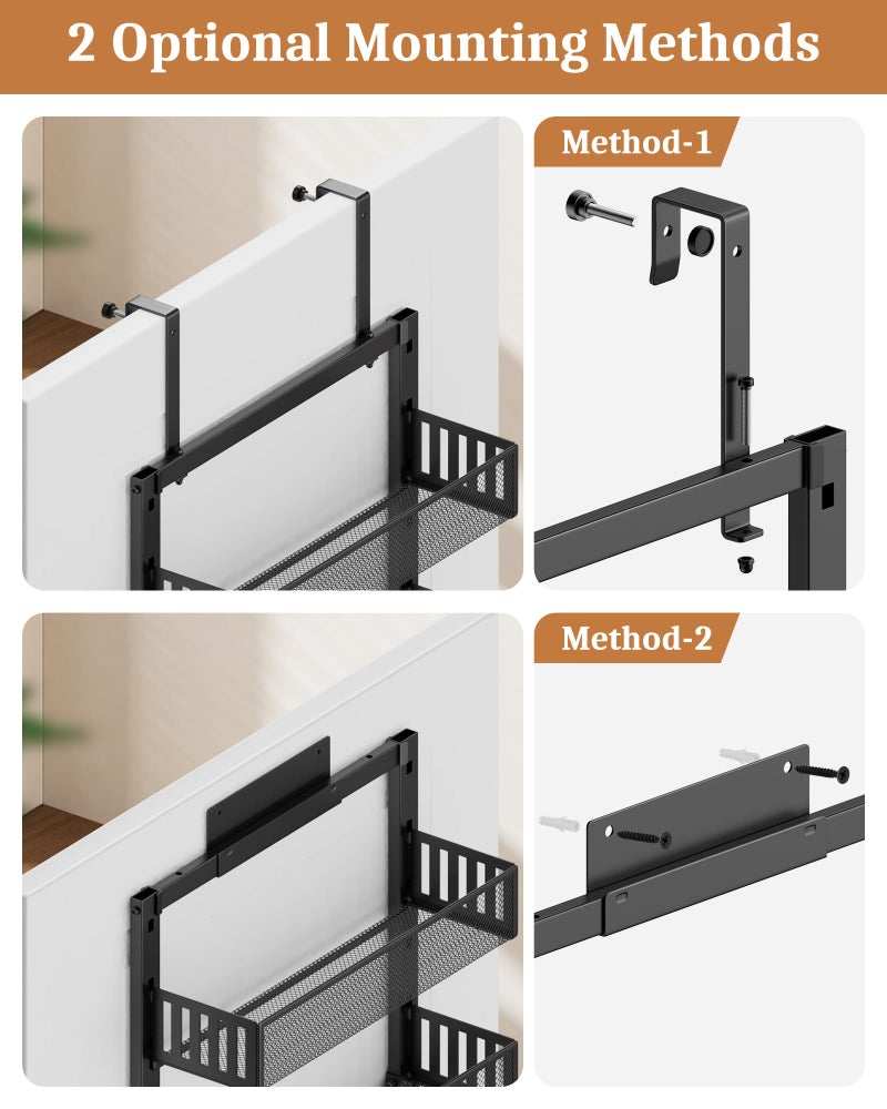 POKIPO 8-Tier Over the Door Pantry Organizer, Large Metal Door Spice Rack with Adjustable Basket, 2 in 1 Wall Mount or Hanging Heavy-Duty Pantry Door Storage Shelf for Kitchen and Bathroom, Black - Image 5
