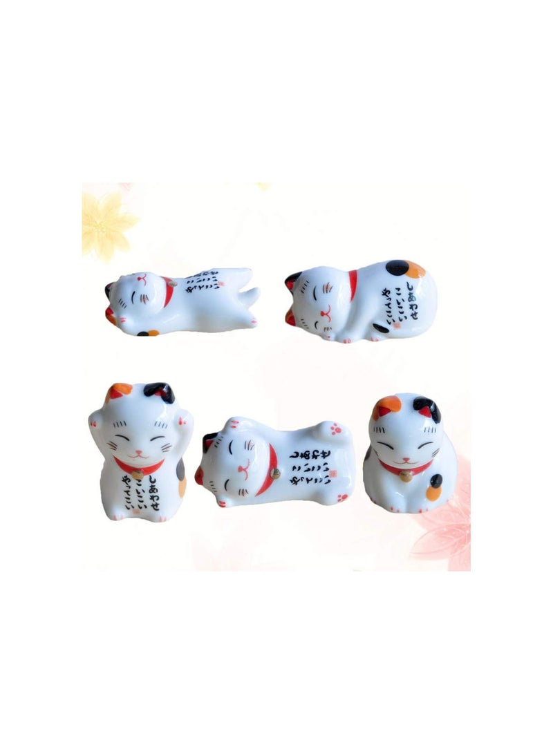 GGOOT 5pcs Chopsticks Rests Ceramic Dinner Spoon Stand Lucky Cat Fork Holder Rack Chopsticks Utensil Cutlery Stand - Image 5