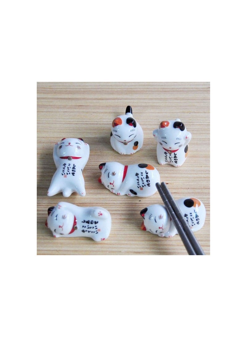 GGOOT 5pcs Chopsticks Rests Ceramic Dinner Spoon Stand Lucky Cat Fork Holder Rack Chopsticks Utensil Cutlery Stand - Image 3