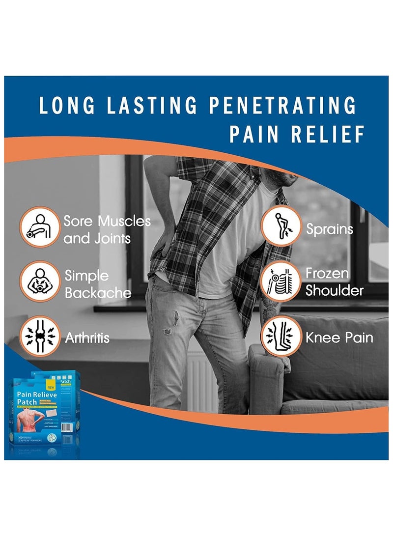 GNAFOTU Pain Relief Patches 60PCS, Herbal Arthritis Pain Patches, Heat Patches for Back Knee Neck Shoulder Pain, Warming Herbal Plaster for Joint Ache, Penetrating Heat Action, Targeted Pain Relief - Image 2