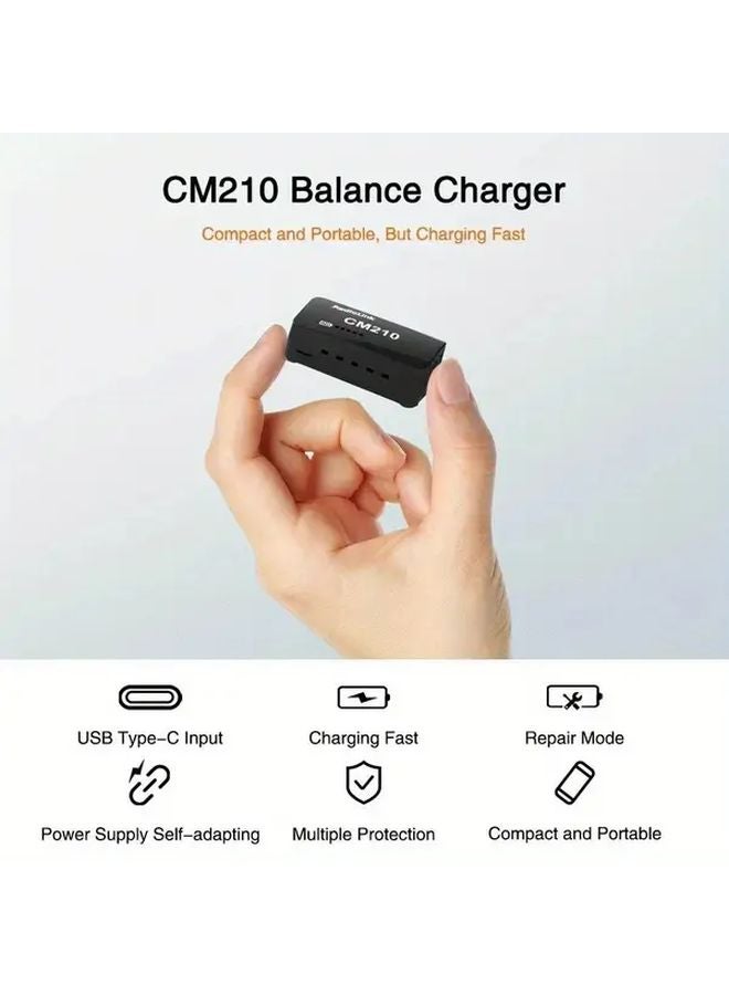 Radiolink CM210 شاحن سريع لبطارية LiPo 2S بقوة 20W، منفذ USB C ومنفذ Micro USB، مزدوج الإدخال، وضع التوازن، 1 قطعة - Image 3