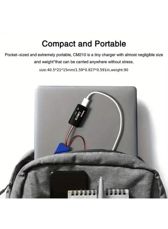 Radiolink CM210 شاحن سريع لبطارية LiPo 2S بقوة 20W، منفذ USB C ومنفذ Micro USB، مزدوج الإدخال، وضع التوازن، 1 قطعة - Image 4