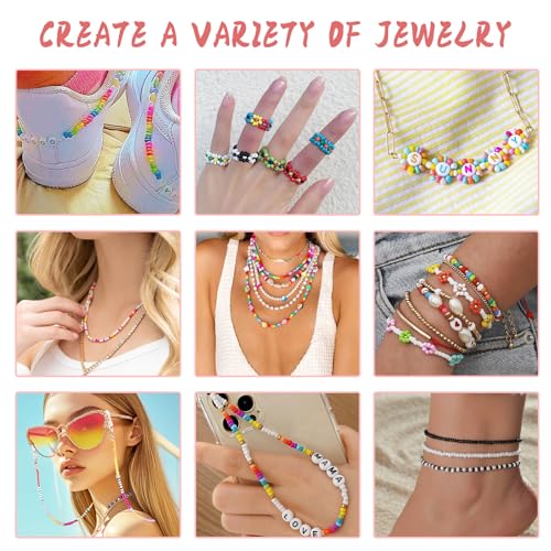 QUEFE 120 Colors Friendship Bracelet Kit 4mm Glass Seed Beads 15600pcs Beads for Bracelet Making Kit Accessories Charms and Pendants Kit for or DIY Jewelry Making Girls Craft - Image 5
