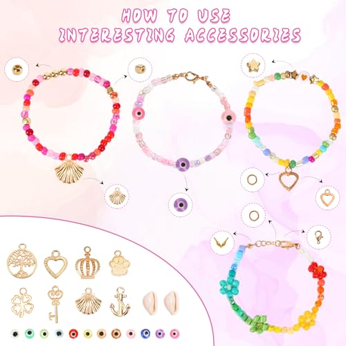 QUEFE 120 Colors Friendship Bracelet Kit 4mm Glass Seed Beads 15600pcs Beads for Bracelet Making Kit Accessories Charms and Pendants Kit for or DIY Jewelry Making Girls Craft - Image 4