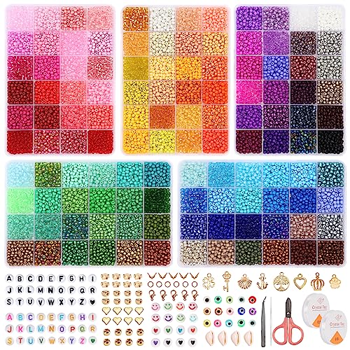 QUEFE 120 Colors Friendship Bracelet Kit 4mm Glass Seed Beads 15600pcs Beads for Bracelet Making Kit Accessories Charms and Pendants Kit for or DIY Jewelry Making Girls Craft - Image 1