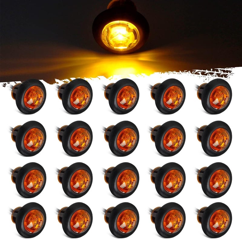 Partsam أضواء علامة جانبية برتقالية LED من Partsam 20x مع قابس - دائري صغير 3/4 بوصة للشاحنات والمقطورات - Image 1