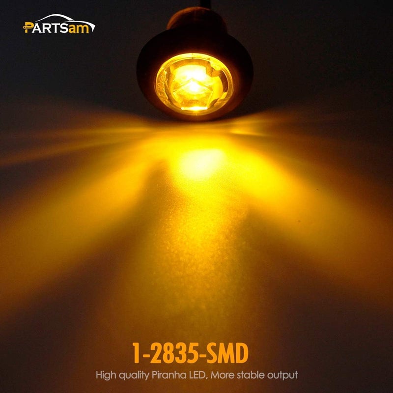 Partsam أضواء علامة جانبية برتقالية LED من Partsam 20x مع قابس - دائري صغير 3/4 بوصة للشاحنات والمقطورات - Image 4