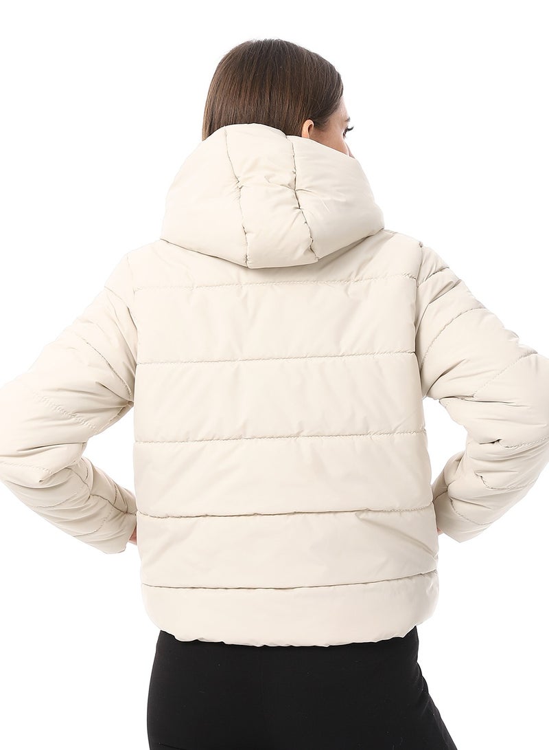 Andora Soft Beige Hooded Puffer Jacket_Soft Beige - Image 3