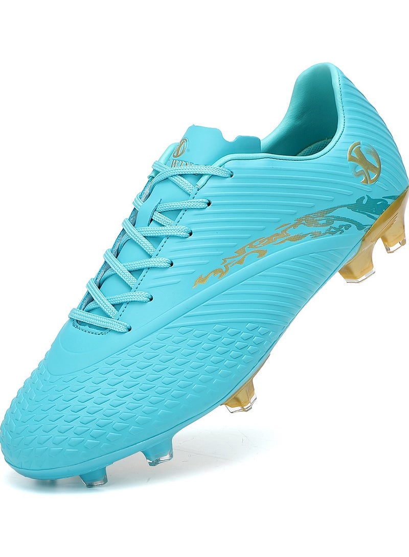 SKY WING Boy And Girl Soccer Shoes kids FG Sole Sport Shoes Flexible Athletic Outdoor Cleats Lace Up Light Weight Training Football Shoes Moon Gold  - Image 1