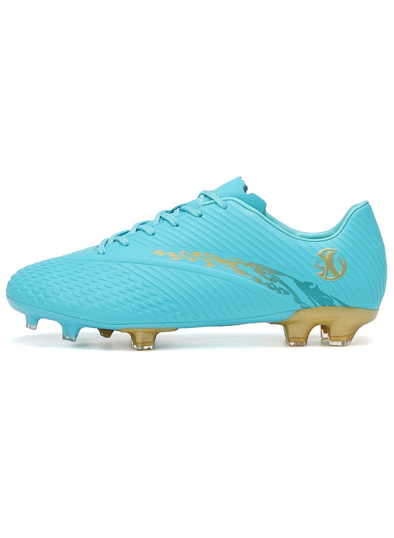 SKY WING Boy And Girl Soccer Shoes kids FG Sole Sport Shoes Flexible Athletic Outdoor Cleats Lace Up Light Weight Training Football Shoes Moon Gold  - Image 2
