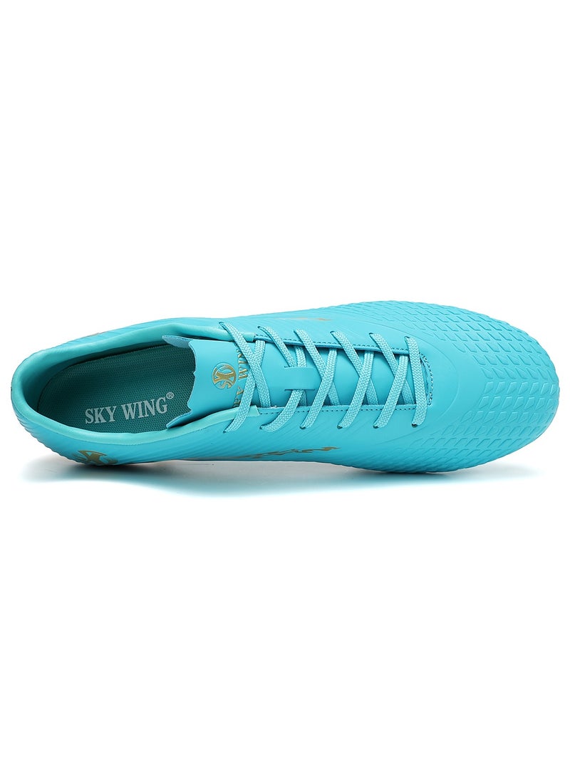 SKY WING Boy And Girl Soccer Shoes kids FG Sole Sport Shoes Flexible Athletic Outdoor Cleats Lace Up Light Weight Training Football Shoes Moon Gold  - Image 5