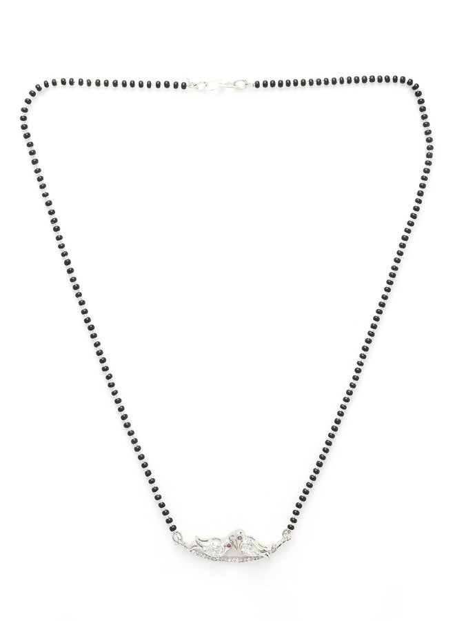 Adiva Oxidised Bird-Shaped Mangalsutra with CZ Stone Studs & Beaded Chain, Traditional Stylish Mangalsutra for Women Party, Wedding, Bridal, Occasion, Festive - Image 1