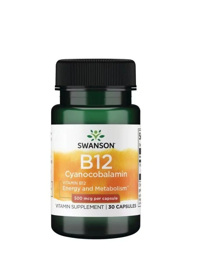 SWANSON - Swanson, Vitamin B12, 500 mcg, 30 Capsules - Image 1
