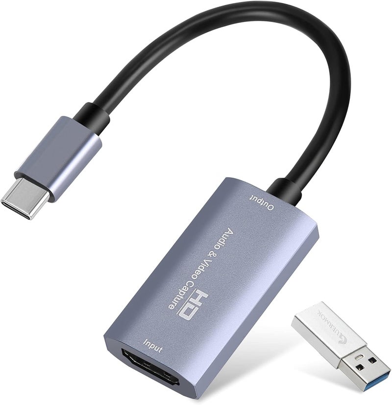 Guermok Video Capture Card, 4K USB3.0 HDMI to USB C Capture Card for Streaming, 1080P 60FPS, Compatible with iPad Mac OS Windows, Quest 3, OBS, PS5/4, Switch2/1, Xbox, Camera (Silver) - Image 1