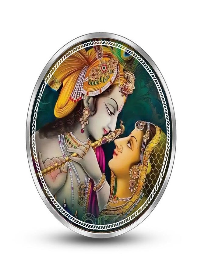 Silviya BIS Hallmarked Radha Krishna with Mor Pankh 999 Pure Silver Coin (10 Gram) Round Shape: Divine Love Couple - Hinduism - Vrindavan - Janmashtami Puja Gift - Image 2