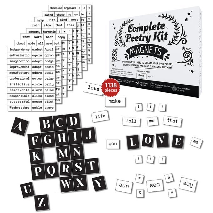 1138 PCS COMPLETE POETRY MAGNETS KIT WORD MAGNETS FOR FRIDGE POEM MAGNETS WORD FRIDGE MAGNETS SENTENCE BUILDING SENTENCE MAGNETS TO WRITE POEMS STORIES CONVERSATIONS