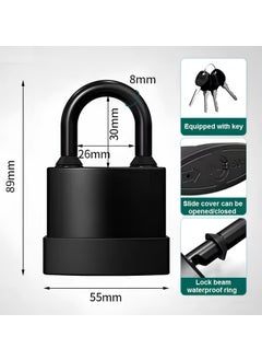 Divik Divik Heavy Duty Short Shackle Padlock Outdoor UseWaterproof Padlock Outdoor Security Lock with Keys Safety Padlock for Shed Warehouse Fence Garage Gym Locker Padlock 1Pcs 55mm with 4 Keys  - Image 2