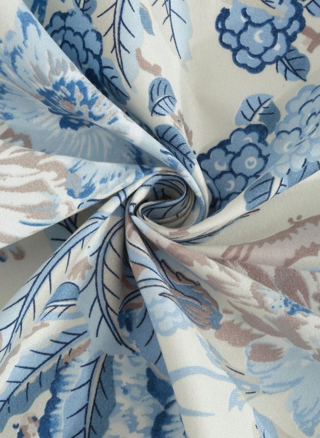 Arrabi Blue Floral Polycotton 300 TC King Fine Bedsheet with 2 Pillow Covers - 250 x 215 cm - Image 5