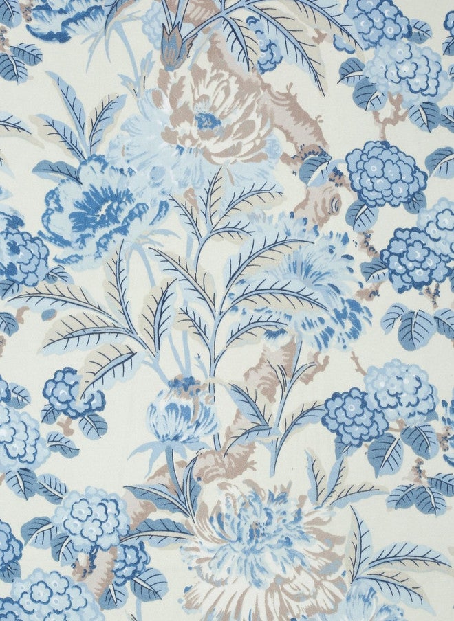 Arrabi Blue Floral Polycotton 300 TC King Fine Bedsheet with 2 Pillow Covers - 250 x 215 cm - Image 4