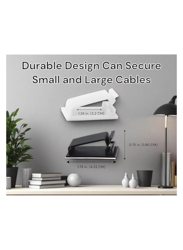 erorex 30 Pack Cable Management Clips – Self-Adhesive Cord Holders for Desk, Wall, and Office Use – Wire Organizer for TV, Computer, Ethernet Cables (15 Black & 15 White) - Image 2