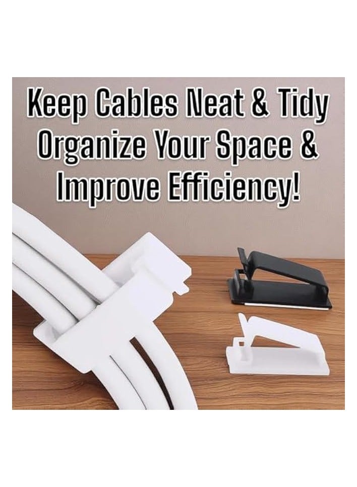 erorex 30 Pack Cable Management Clips – Self-Adhesive Cord Holders for Desk, Wall, and Office Use – Wire Organizer for TV, Computer, Ethernet Cables (15 Black & 15 White) - Image 4