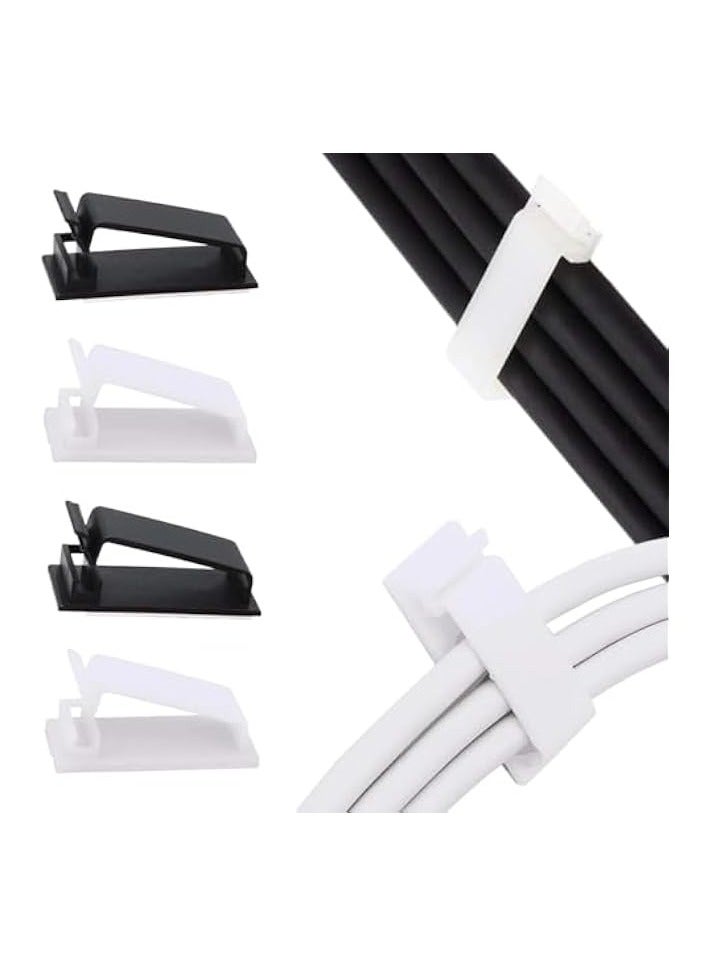 erorex 30 Pack Cable Management Clips – Self-Adhesive Cord Holders for Desk, Wall, and Office Use – Wire Organizer for TV, Computer, Ethernet Cables (15 Black & 15 White) - Image 1