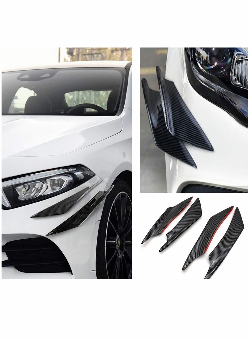 SOLARAE Car Front Bumper Spoiler, Universal Carbon Fiber Pattern Lip Fin Splitter, Spoiler Modified Decoration (2 Large and 2 Small) - Image 2