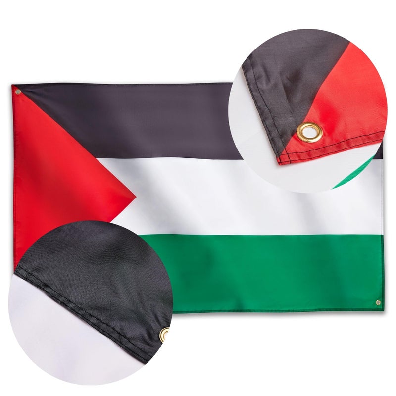 Runesol Palestine Flag, 91 x 152 cm, (3 ft x 5 ft) Palestinian Banner, 4 Loops, Eyelets on Each Corner, Solidarity, Free Palestine, Premium Flags, Inside, Outside Vibrant Colours - Image 4
