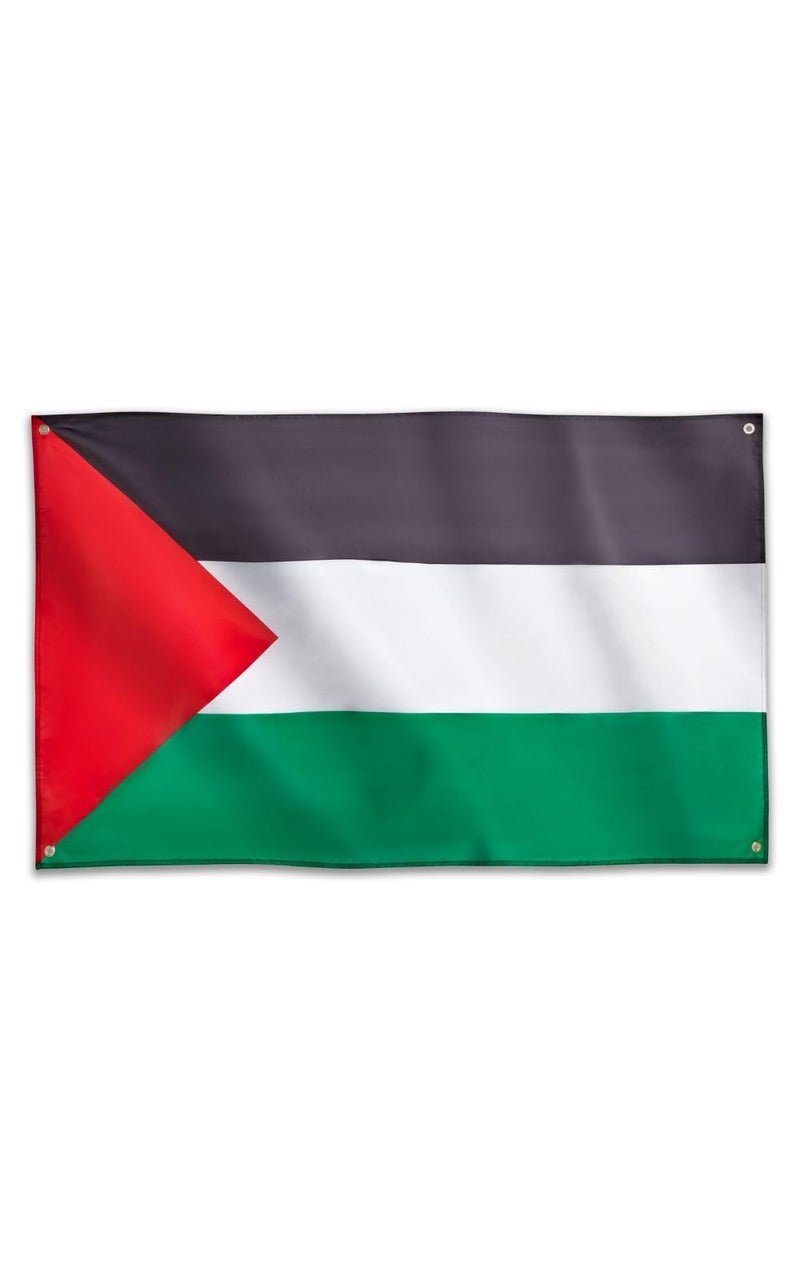 Runesol Palestine Flag, 91 x 152 cm, (3 ft x 5 ft) Palestinian Banner, 4 Loops, Eyelets on Each Corner, Solidarity, Free Palestine, Premium Flags, Inside, Outside Vibrant Colours - Image 1